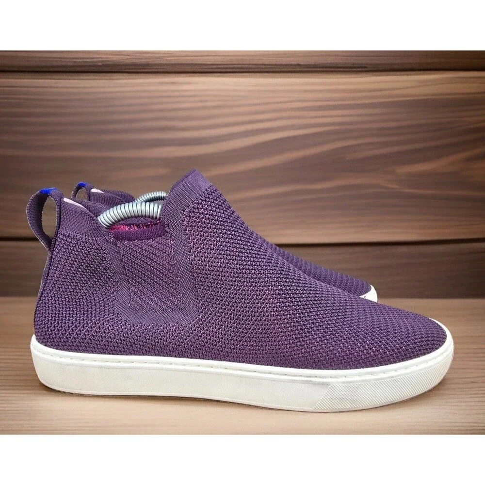 Rothy's Shoes Womens 9.5 The Chelsea Boot Bootie Ankle Knit Pull on Purple